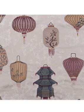 P Kaufmann Nagashi Embroidered Jacquard Drapery Fabric in Berry Stain